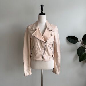 Sachin + Babi Dusty Pink Leather Moto Jacket With Fabric Detail 6